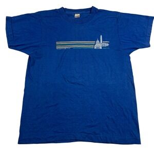 Vintage 90's Washington DC Skyline Graphic T Shirt Blue Screen Stars Large USA